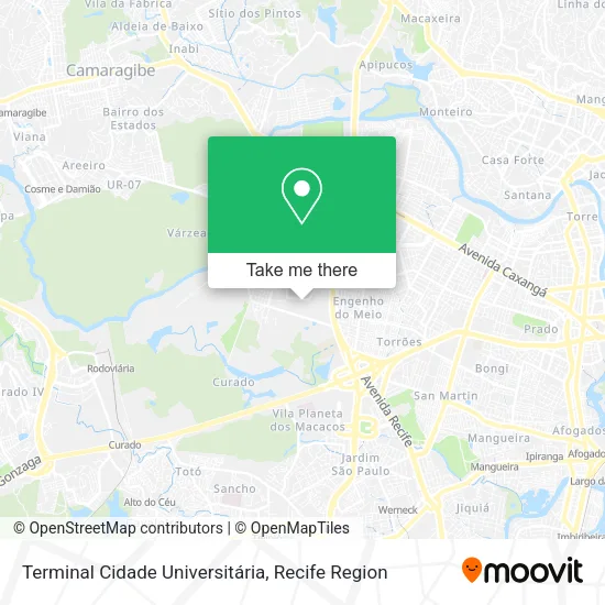 Terminal Cidade Universitária map