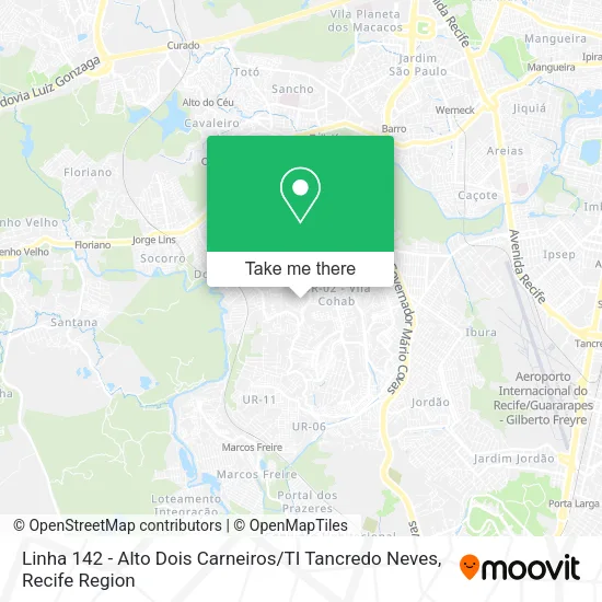 Linha 142 - Alto Dois Carneiros / TI Tancredo Neves map