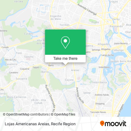 Lojas Americanas Areias map