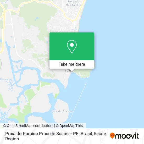 Praia do Paraíso Praia de Suape = PE .Brasil map