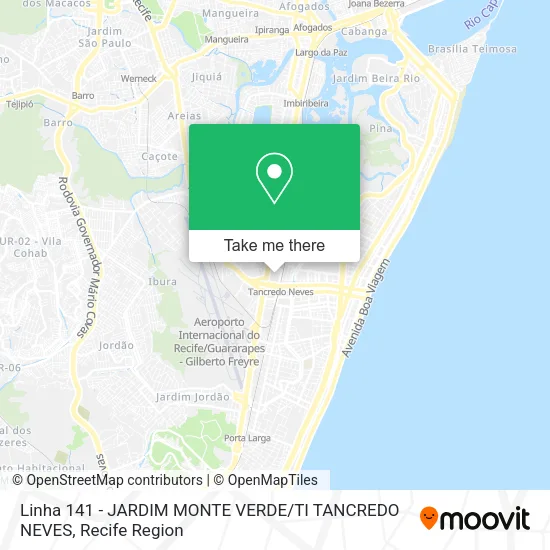 Linha 141 - JARDIM MONTE VERDE / TI TANCREDO NEVES map