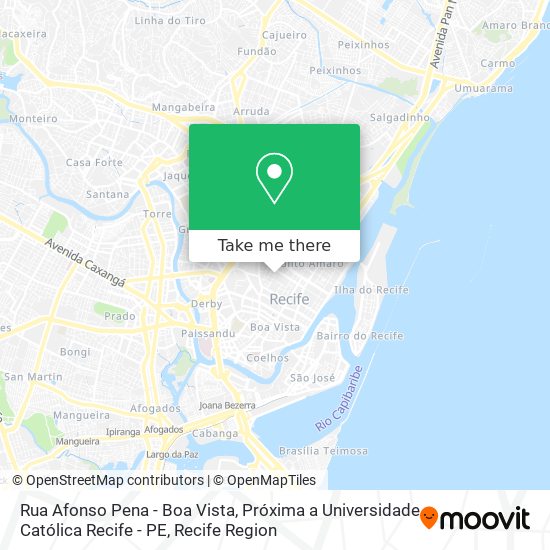 Mapa Rua Afonso Pena - Boa Vista, Próxima a Universidade Católica Recife - PE