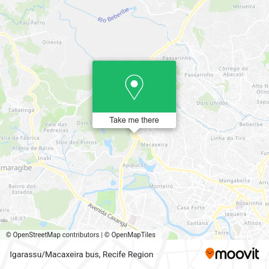 Igarassu/Macaxeira bus map