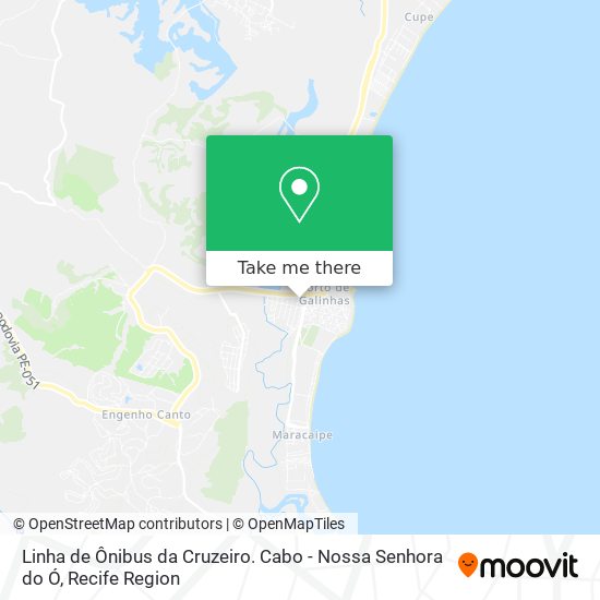 Linha de Ônibus da Cruzeiro. Cabo - Nossa Senhora do Ó map