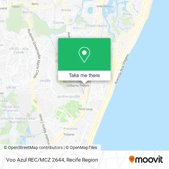 Voo Azul REC/MCZ 2644 map