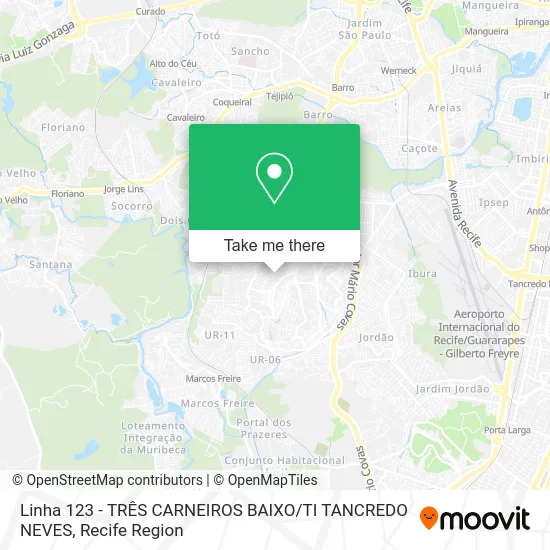 Linha 123 - TRÊS CARNEIROS BAIXO / TI TANCREDO NEVES map