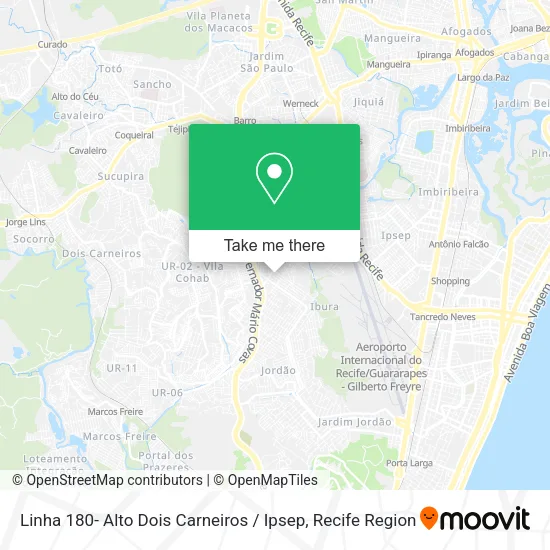 Linha 180-  Alto Dois Carneiros / Ipsep map