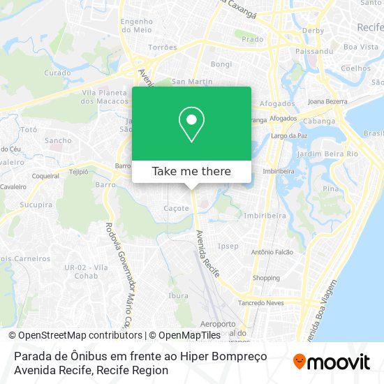 Parada de Ônibus em frente ao Hiper Bompreço Avenida Recife map