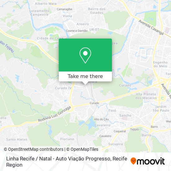Linha Recife / Natal - Auto Viação Progresso map