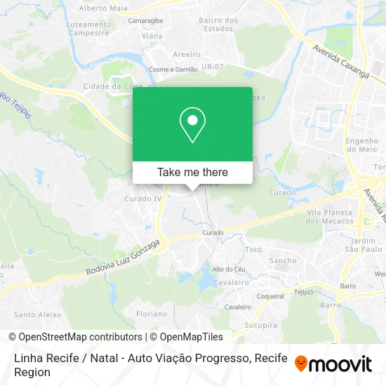 Linha Recife / Natal - Auto Viação Progresso map