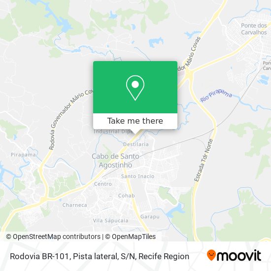Rodovia BR-101, Pista lateral, S / N map