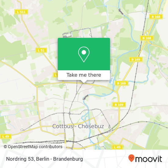 Карта Nordring 53, 03044 Cottbus