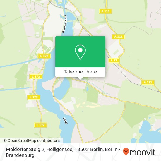 Карта Meldorfer Steig 2, Heiligensee, 13503 Berlin