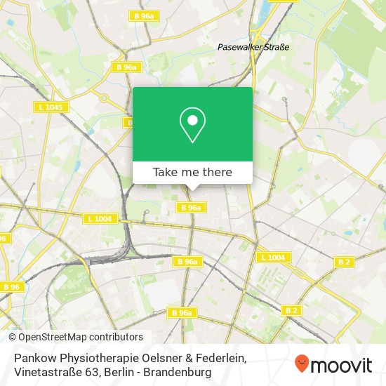 Карта Pankow Physiotherapie Oelsner & Federlein, Vinetastraße 63