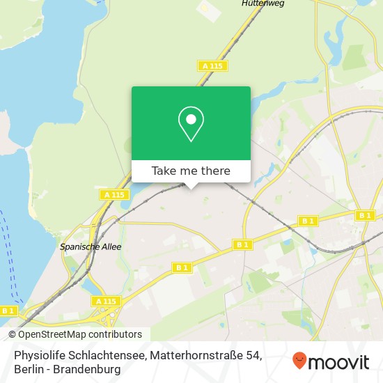 Карта Physiolife Schlachtensee, Matterhornstraße 54