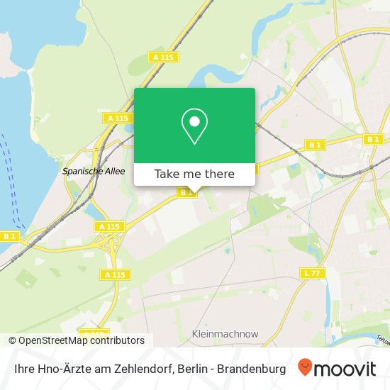 Карта Ihre Hno-Ärzte am Zehlendorf, Potsdamer Chaussee 80