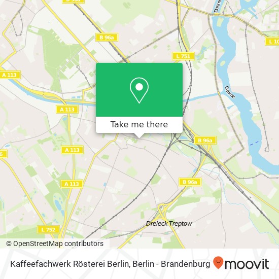 Карта Kaffeefachwerk Rösterei Berlin, Grünauer Straße 29