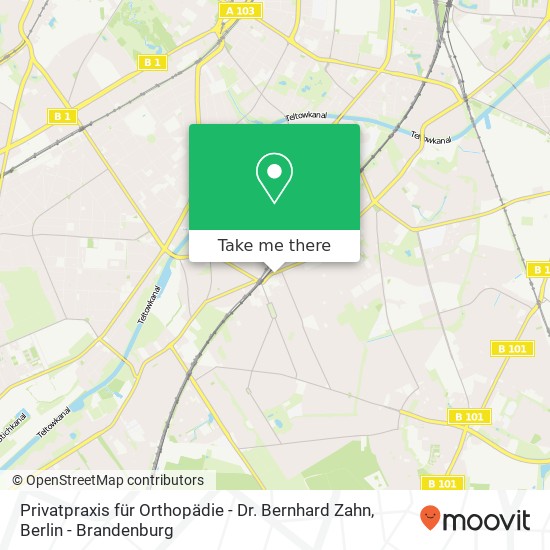 Карта Privatpraxis für Orthopädie - Dr. Bernhard Zahn, Lankwitzer Straße 2