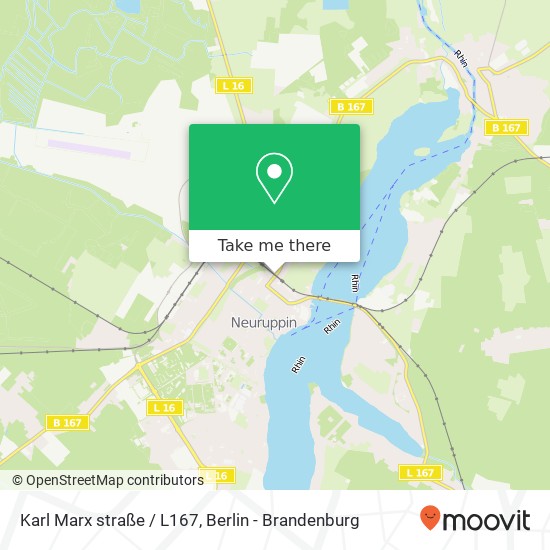 Карта Karl Marx straße / L167, 16816 Neuruppin