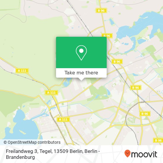 Карта Freilandweg 3, Tegel, 13509 Berlin