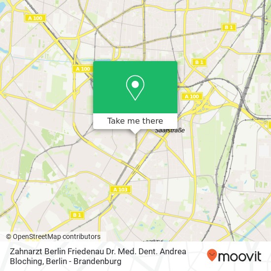 Zahnarzt Berlin Friedenau Dr. Med. Dent. Andrea Bloching map