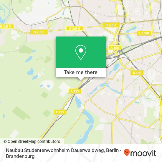 Neubau Studentenwohnheim Dauerwaldweg map