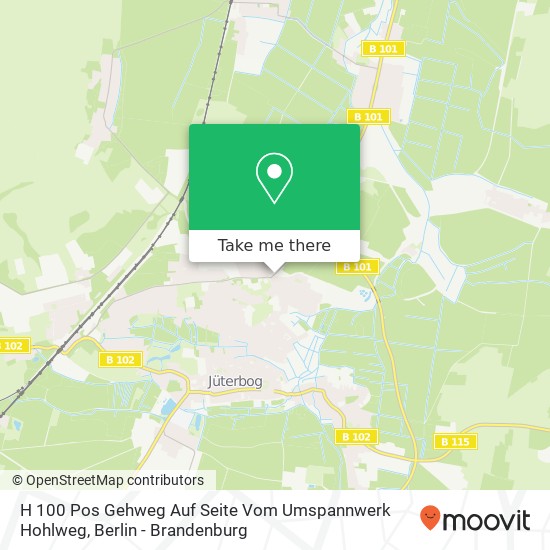 H 100 Pos Gehweg Auf Seite Vom Umspannwerk  Hohlweg map