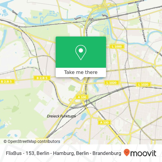 FlixBus - 153, Berlin - Hamburg map