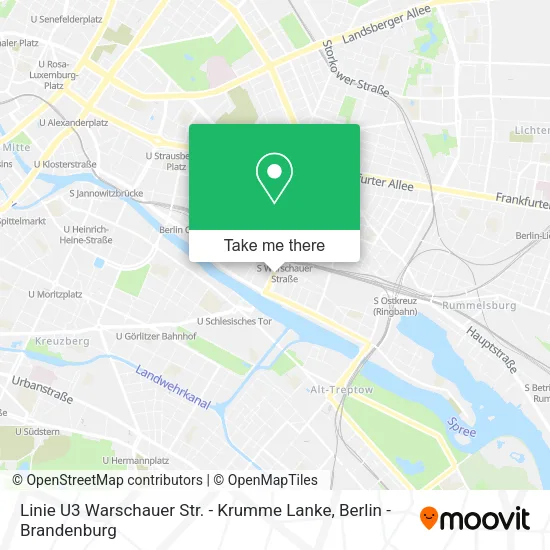 Карта Linie U3 Warschauer Str. - Krumme Lanke