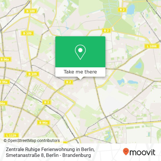 Карта Zentrale Ruhige Ferienwohnung in Berlin, Smetanastraße 8