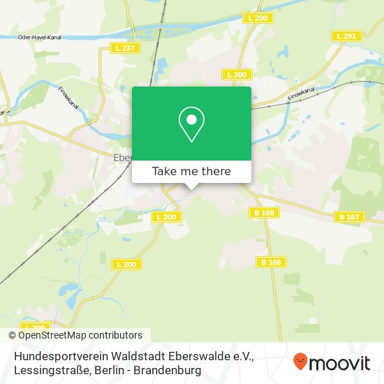 Карта Hundesportverein Waldstadt Eberswalde e.V., Lessingstraße