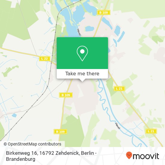 Карта Birkenweg 16, 16792 Zehdenick
