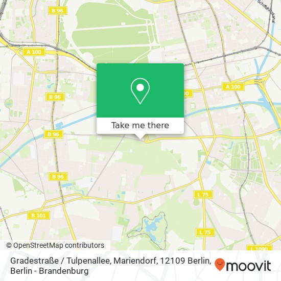 Карта Gradestraße / Tulpenallee, Mariendorf, 12109 Berlin