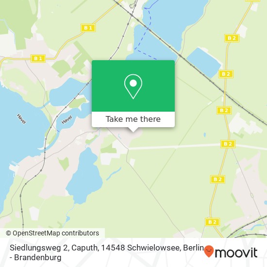 Карта Siedlungsweg 2, Caputh, 14548 Schwielowsee