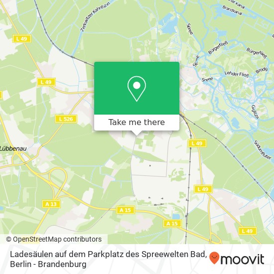 Карта Ladesäulen auf dem Parkplatz des Spreewelten Bad