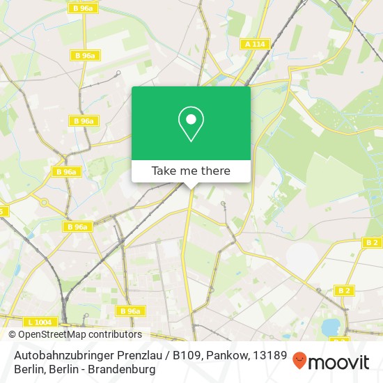 Карта Autobahnzubringer Prenzlau / B109, Pankow, 13189 Berlin