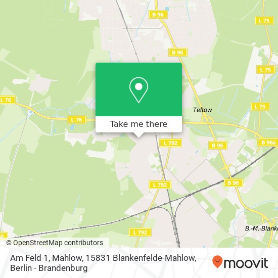Карта Am Feld 1, Mahlow, 15831 Blankenfelde-Mahlow