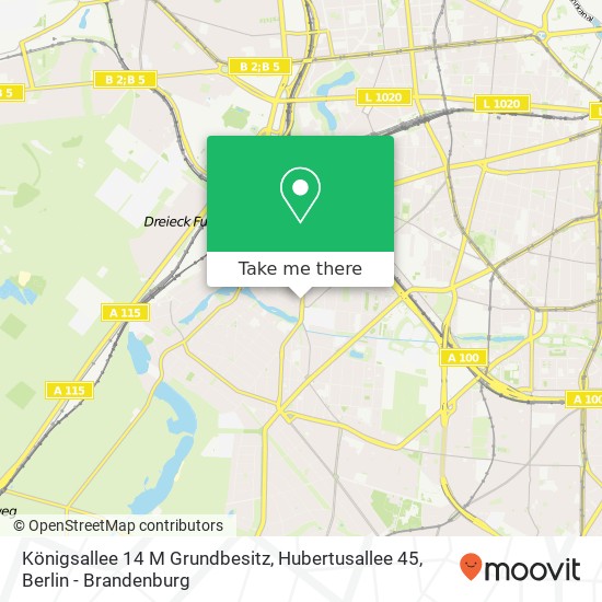 Карта Königsallee 14 M Grundbesitz, Hubertusallee 45