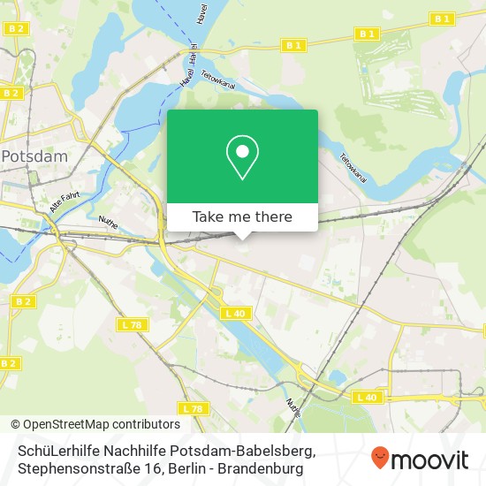 Карта SchüLerhilfe Nachhilfe Potsdam-Babelsberg, Stephensonstraße 16