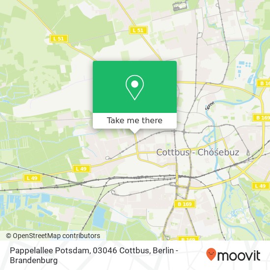 Карта Pappelallee Potsdam, 03046 Cottbus