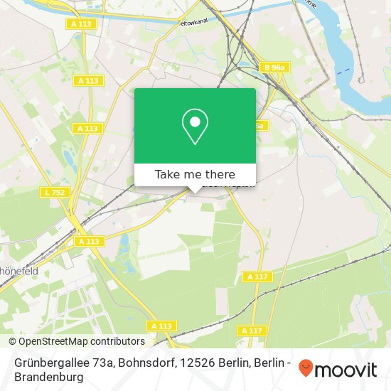 Grünbergallee 73a, Bohnsdorf, 12526 Berlin map