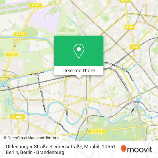 Карта Oldenburger Straße Siemensstraße, Moabit, 10551 Berlin