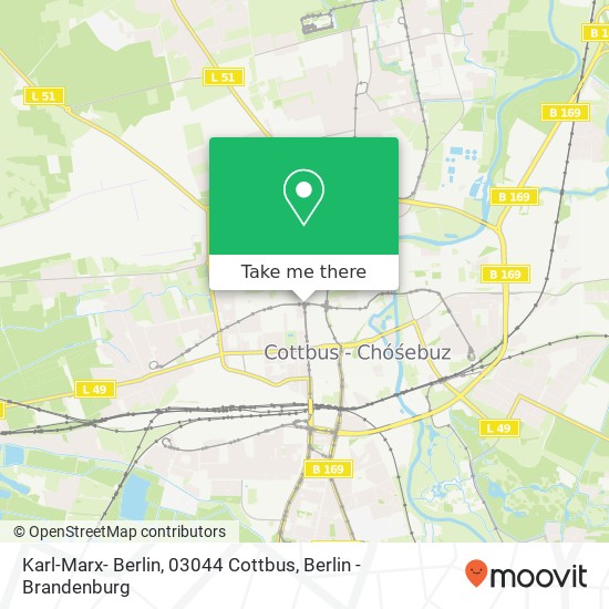 Карта Karl-Marx- Berlin, 03044 Cottbus