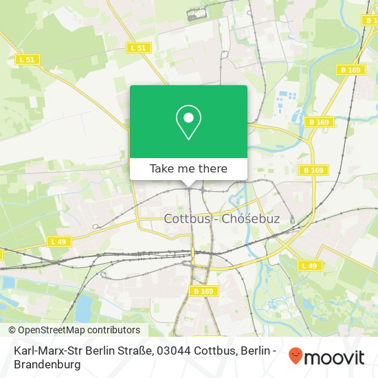 Карта Karl-Marx-Str Berlin Straße, 03044 Cottbus