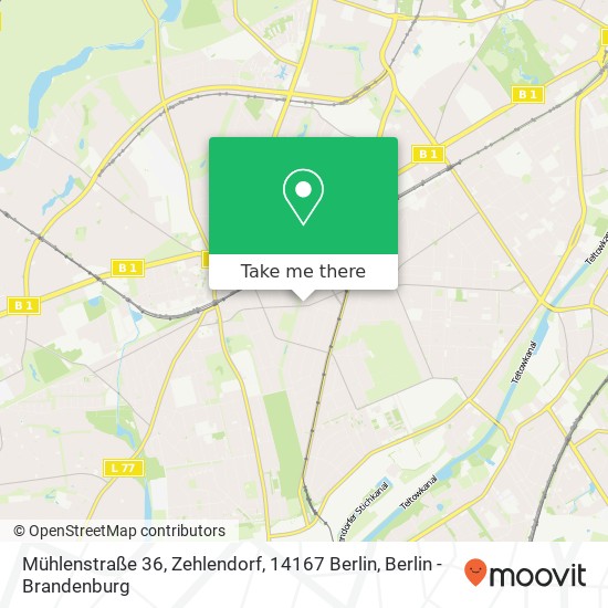 Карта Mühlenstraße 36, Zehlendorf, 14167 Berlin