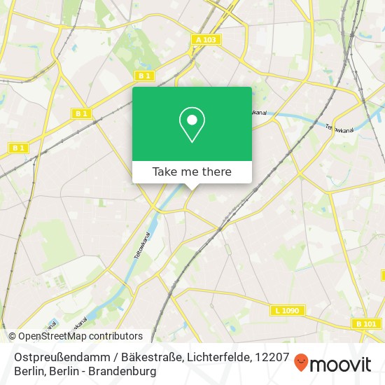 Ostpreußendamm / Bäkestraße, Lichterfelde, 12207 Berlin map