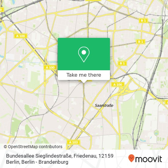 Bundesallee Sieglindestraße, Friedenau, 12159 Berlin map