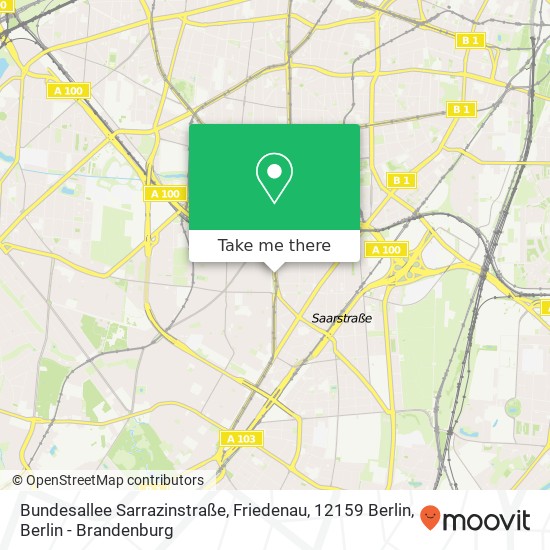 Bundesallee Sarrazinstraße, Friedenau, 12159 Berlin map