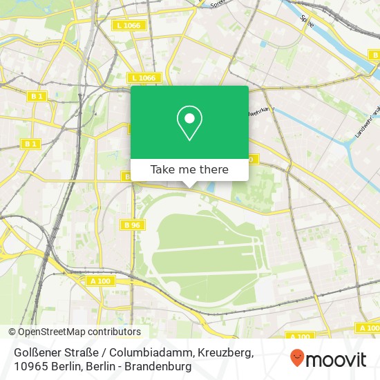 Карта Golßener Straße / Columbiadamm, Kreuzberg, 10965 Berlin