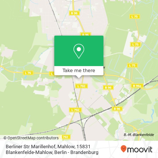 Карта Berliner Str Marillenhof, Mahlow, 15831 Blankenfelde-Mahlow